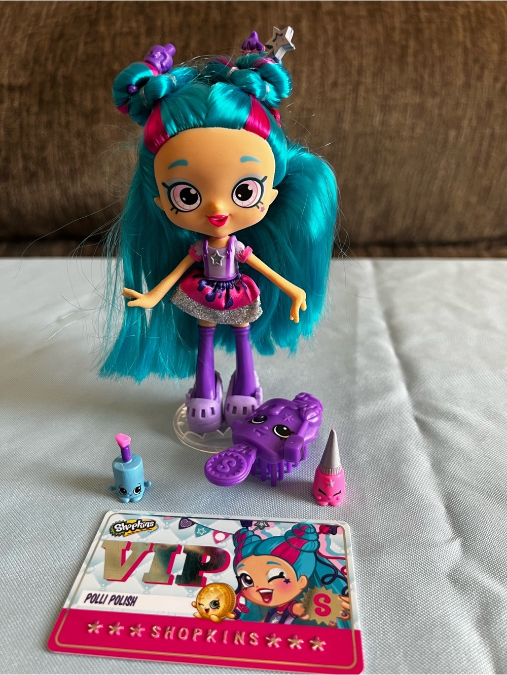 Shopkins Shoppies Polli Polish Doll Complete Set with VIP Card & Minifigures